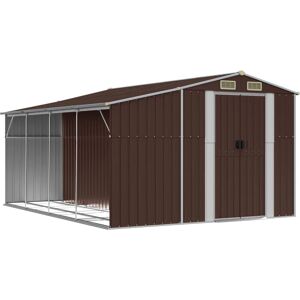 vidaXL Garden Shed Brown 277x365.5x179 cm Galvanised Steel - Garden Shed vidaXL Garden Shed Brown 277x365.5x179 cm Galvanised Steel - Garden Shed