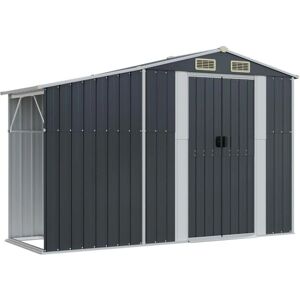 vidaXL Garden Shed Galvanized Steel Anthracite 277x93x179 cm - Garden Shed vidaXL Garden Shed Galvanized Steel Anthracite 277x93x179 cm - Garden Shed