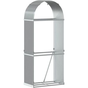 vidaXL Log Holder Light Grey 80x45x190 cm Galvanised Steel - Firewood Rack vidaXL Log Holder Light Grey 80x45x190 cm Galvanised Steel - Firewood Rack