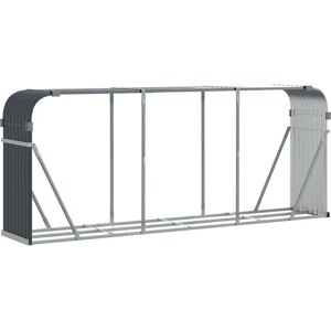 vidaXL Log Holder Firewood Rack - 234x45x100 cm - Galvanised Steel - Anthracite - Log Storage vidaXL Log Holder Firewood Rack - 234x45x100 cm - Galvanised Steel - Anthracite - Log Storage
