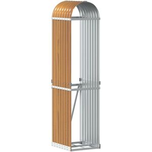 vidaXL Firewood Shelter - Galvanized Steel - Light Brown - 40x45x170 cm vidaXL Firewood Shelter - Galvanized Steel - Light Brown - 40x45x170 cm
