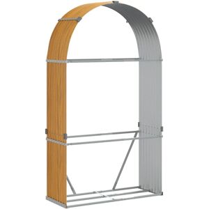 vidaXL Log Holder Light Brown 120x45x210 cm Galvanised Steel - Log Holder vidaXL Log Holder Light Brown 120x45x210 cm Galvanised Steel - Log Holder
