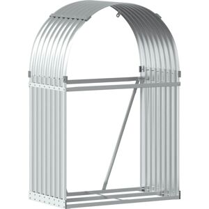 vidaXL Log Holder Firewood Rack Silver Galvanised Steel - Firewood Storage vidaXL Log Holder Firewood Rack Silver Galvanised Steel - Firewood Storage