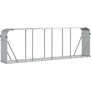 vidaXL Log Holder Firewood Rack Wood Storage Silver Galvanised Steel vidaXL Log Holder Firewood Rack Wood Storage Silver Galvanised Steel