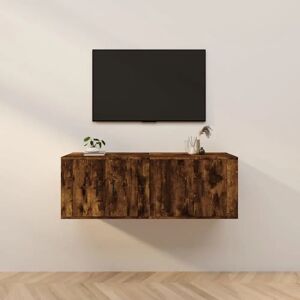 vidaXL TV Wall Cabinet - Smoked Oak - Space Saving Design vidaXL TV Wall Cabinet - Smoked Oak - Space Saving Design