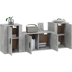 vidaXL 3 Piece TV Cabinet Set Concrete Grey Engineered Wood vidaXL 3 Piece TV Cabinet Set Concrete Grey Engineered Wood