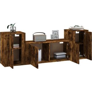 vidaXL Wall-Mounted TV Set - 3 Pieces, Brown, Multilayer Wood vidaXL Wall-Mounted TV Set - 3 Pieces, Brown, Multilayer Wood