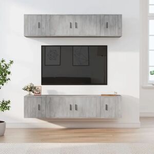 MAISONCHIC Conjunto de 6 piezas de TV en gris cemento MAISONCHIC Conjunto de 6 piezas de TV en gris cemento