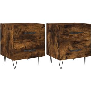vidaXL Bedside Cabinets Smoked Oak - Bedside Cabinets vidaXL Bedside Cabinets Smoked Oak - Bedside Cabinets