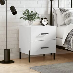 vidaXL White Engineered Wood Bedside Cabinet - Bedside Cabinet - White vidaXL White Engineered Wood Bedside Cabinet - Bedside Cabinet - White