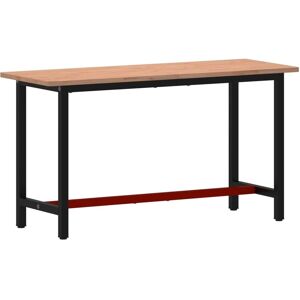 vidaXL Workbench 150x55x81.5 cm Solid Wood Beech & Metal - Work Table vidaXL Workbench 150x55x81.5 cm Solid Wood Beech & Metal - Work Table
