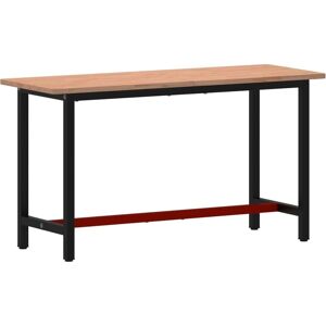 vidaXL Workbench 150x55x81.5 cm Solid Wood Beech & Metal - Work Table vidaXL Workbench 150x55x81.5 cm Solid Wood Beech & Metal - Work Table