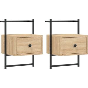 vidaXL Sonoma Oak Wall-Mounted Bedside Cabinets - 2 Pcs vidaXL Sonoma Oak Wall-Mounted Bedside Cabinets - 2 Pcs