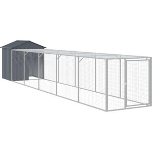 vidaXL Chicken Cage with Run - Galvanized Steel, 117x609x123 cm vidaXL Chicken Cage with Run - Galvanized Steel, 117x609x123 cm