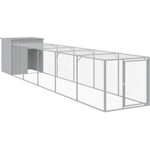 vidaXL Chicken Cage with Run Light Grey - Chicken Cage with Run vidaXL Chicken Cage with Run Light Grey - Chicken Cage with Run