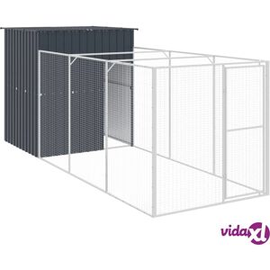 vidaXL Dog House Galvanized Steel with Run - Dog Kennel vidaXL Dog House Galvanized Steel with Run - Dog Kennel