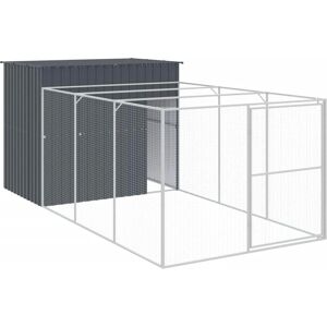 Hondenhok met ren - Gegalvaniseerd staal, Antraciet, 214x457x181 cm Hondenhok met ren - Gegalvaniseerd staal, Antraciet, 214x457x181 cm
