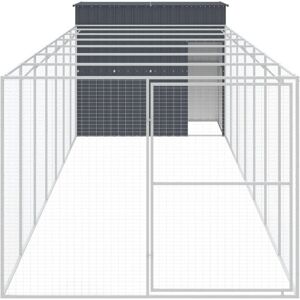 VidaXL Galvanized Steel Dog Kennel with Run - 214x865x181 cm VidaXL Galvanized Steel Dog Kennel with Run - 214x865x181 cm