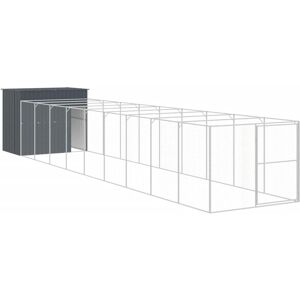 Vidaxl - Hondenhok met loop - Gegalvaniseerd staal, grijs Vidaxl - Hondenhok met loop - Gegalvaniseerd staal, grijs