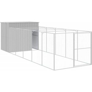 vidaXL Hondenkennel met omheining - Groot, Gegalvaniseerd staal, Lichtgrijs vidaXL Hondenkennel met omheining - Groot, Gegalvaniseerd staal, Lichtgrijs