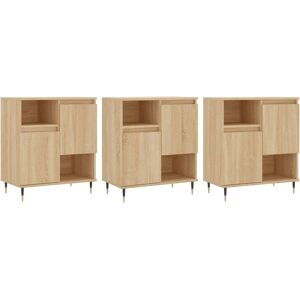 vidaXL White 3-Piece Sonoma Oak Sideboard Set vidaXL White 3-Piece Sonoma Oak Sideboard Set