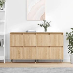 vidaXL Sonoma Oak Sideboards - Side Cabinet Storage - White vidaXL Sonoma Oak Sideboards - Side Cabinet Storage - White