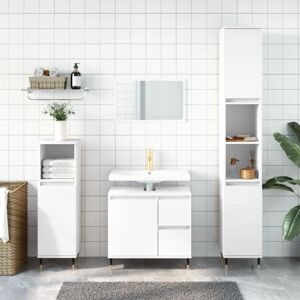 vidaXL 3 Piece Bathroom Furniture Set White Engineered Wood - Bathroom Furniture Set vidaXL 3 Piece Bathroom Furniture Set White Engineered Wood - Bathroom Furniture Set