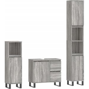 vidaXL Bathroom Furniture Set Grey Sonoma - Bathroom Furniture Set vidaXL Bathroom Furniture Set Grey Sonoma - Bathroom Furniture Set