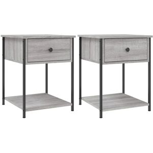 vidaXL Sonoma Oak Grey 2 pcs Bedside Tables - Bedside Tables vidaXL Sonoma Oak Grey 2 pcs Bedside Tables - Bedside Tables