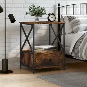 vidaXL Smoked Oak Bedside Table - Bedside Furniture vidaXL Smoked Oak Bedside Table - Bedside Furniture