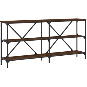 vidaXL Console Table Brown Oak 160x30x75 cm Engineered Wood & Iron - Console Table vidaXL Console Table Brown Oak 160x30x75 cm Engineered Wood & Iron - Console Table
