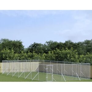 vidaXL Large Outdoor Dog Kennel - Galvanized Steel - 6x14x2m vidaXL Large Outdoor Dog Kennel - Galvanized Steel - 6x14x2m