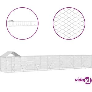 vidaXL Outdoor Dog Kennel - 14x2x2.5 m, Silver Galvanized Steel - Dog Kennel vidaXL Outdoor Dog Kennel - 14x2x2.5 m, Silver Galvanized Steel - Dog Kennel