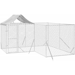 vidaXL Dog Kennel - 4x4x2.5 m, Silver, Steel, Lockable door - Dog Kennel vidaXL Dog Kennel - 4x4x2.5 m, Silver, Steel, Lockable door - Dog Kennel