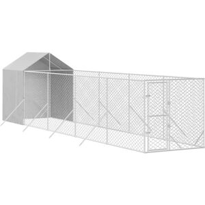 vidaXL Galvanized Steel Dog Kennel with Waterproof Roof - Animal Shelter vidaXL Galvanized Steel Dog Kennel with Waterproof Roof - Animal Shelter