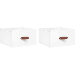 vidaXL Wall-mounted Bedside Cabinets High Gloss White - Bedside Cabinets vidaXL Wall-mounted Bedside Cabinets High Gloss White - Bedside Cabinets