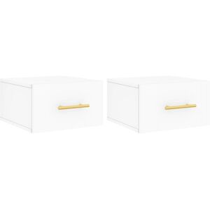 vidaXL Wall-mounted Bedside Cabinet 2 pcs White - Bedside Cabinet vidaXL Wall-mounted Bedside Cabinet 2 pcs White - Bedside Cabinet