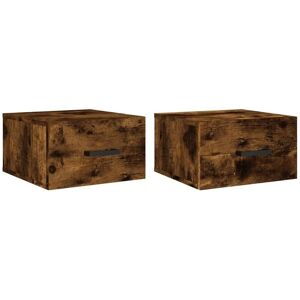 vidaXL Wall-mounted Bedside Cabinets Smoked Oak - Bedside Cabinets vidaXL Wall-mounted Bedside Cabinets Smoked Oak - Bedside Cabinets