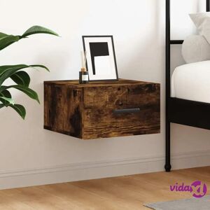 vidaXL Smoked Oak Wall-mounted Bedside Cabinet - Bedside Cabinet vidaXL Smoked Oak Wall-mounted Bedside Cabinet - Bedside Cabinet