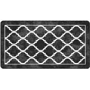 vidaXL Black Grey White Washable Patchwork Rug 80x150cm - Rug vidaXL Black Grey White Washable Patchwork Rug 80x150cm - Rug