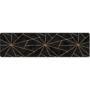 vidaXL Black and Gold Washable Rug - 80x300 cm Anti Slip Floor Mat vidaXL Black and Gold Washable Rug - 80x300 cm Anti Slip Floor Mat