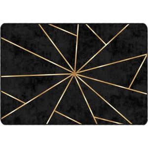 vidaXL Black and Gold Washable Patchwork Rug - Non-slip Home Floor Mat vidaXL Black and Gold Washable Patchwork Rug - Non-slip Home Floor Mat