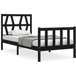 vidaXL Black 75x190cm Bed Frame with Headboard - Bed Type vidaXL Black 75x190cm Bed Frame with Headboard - Bed Type