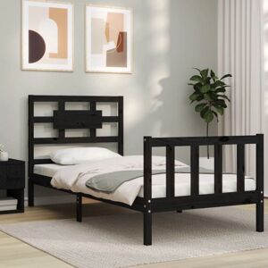 vidaXL Black Single Wooden Bed Frame - Bed Base with Headboard vidaXL Black Single Wooden Bed Frame - Bed Base with Headboard