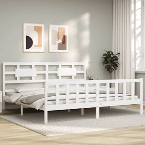 vidaXL Bed Frame 180x200cm - White Rustic Solid Pine vidaXL Bed Frame 180x200cm - White Rustic Solid Pine