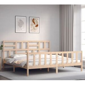 Vidaxl Super King Size Wooden Bed Frame - Solid Wood, 180x200cm Vidaxl Super King Size Wooden Bed Frame - Solid Wood, 180x200cm