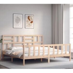 Vidaxl Bed Frame with Solid Pine - 200x200 cm, Brown Vidaxl Bed Frame with Solid Pine - 200x200 cm, Brown
