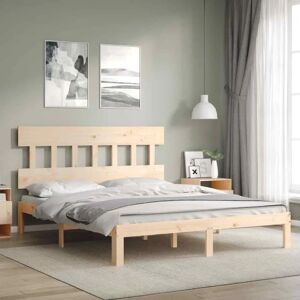 vidaXL Brown 160x200cm Wooden Bed Frame - Bedstead, Platform, Natural Pine vidaXL Brown 160x200cm Wooden Bed Frame - Bedstead, Platform, Natural Pine