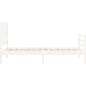 vidaXL Bed Frame White 90x200 cm - Bed Frame with Headboard vidaXL Bed Frame White 90x200 cm - Bed Frame with Headboard