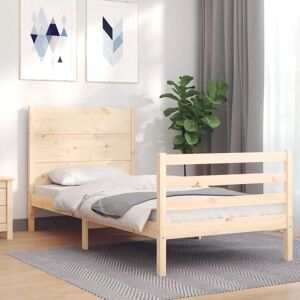 MAISON CHIC Pine Bed 90x200cm Rustic Support - Bed MAISON CHIC Pine Bed 90x200cm Rustic Support - Bed